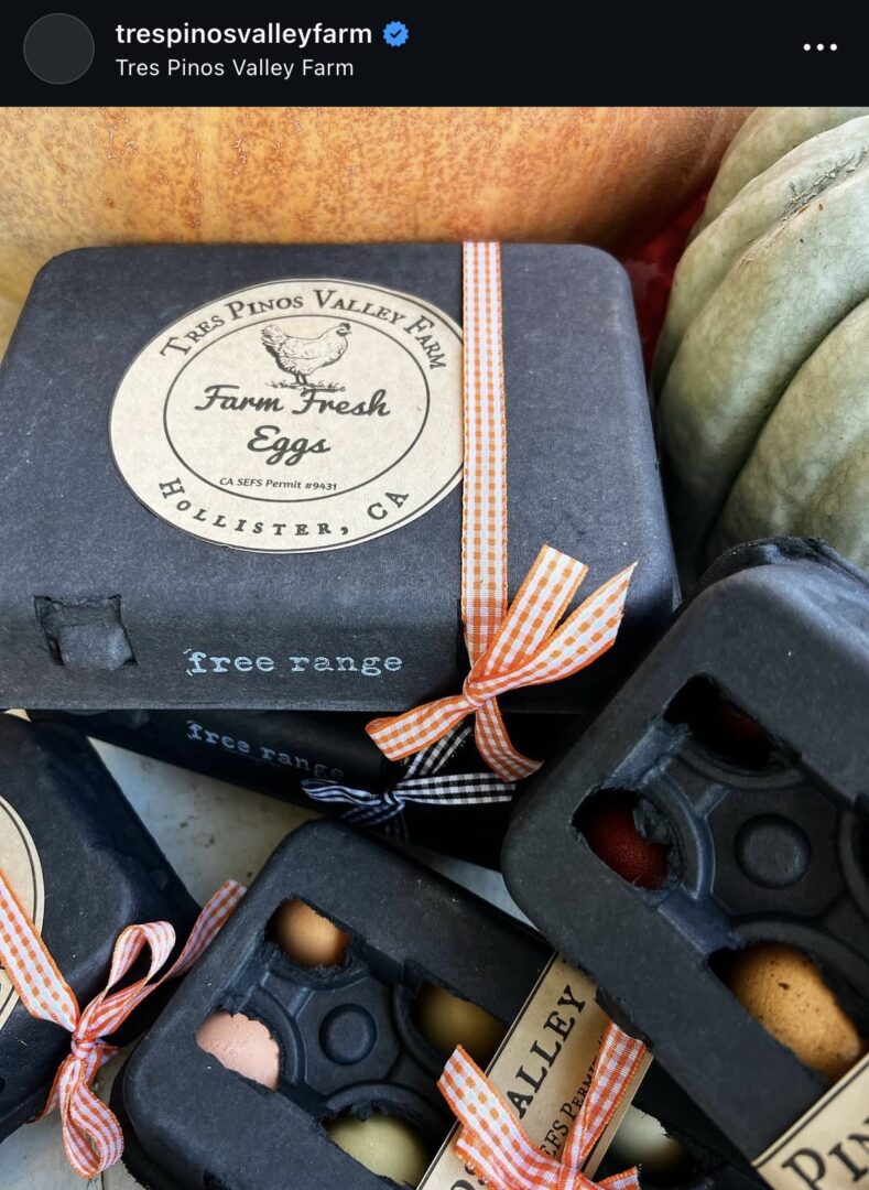 Farm fresh eggs in decorative packaging.