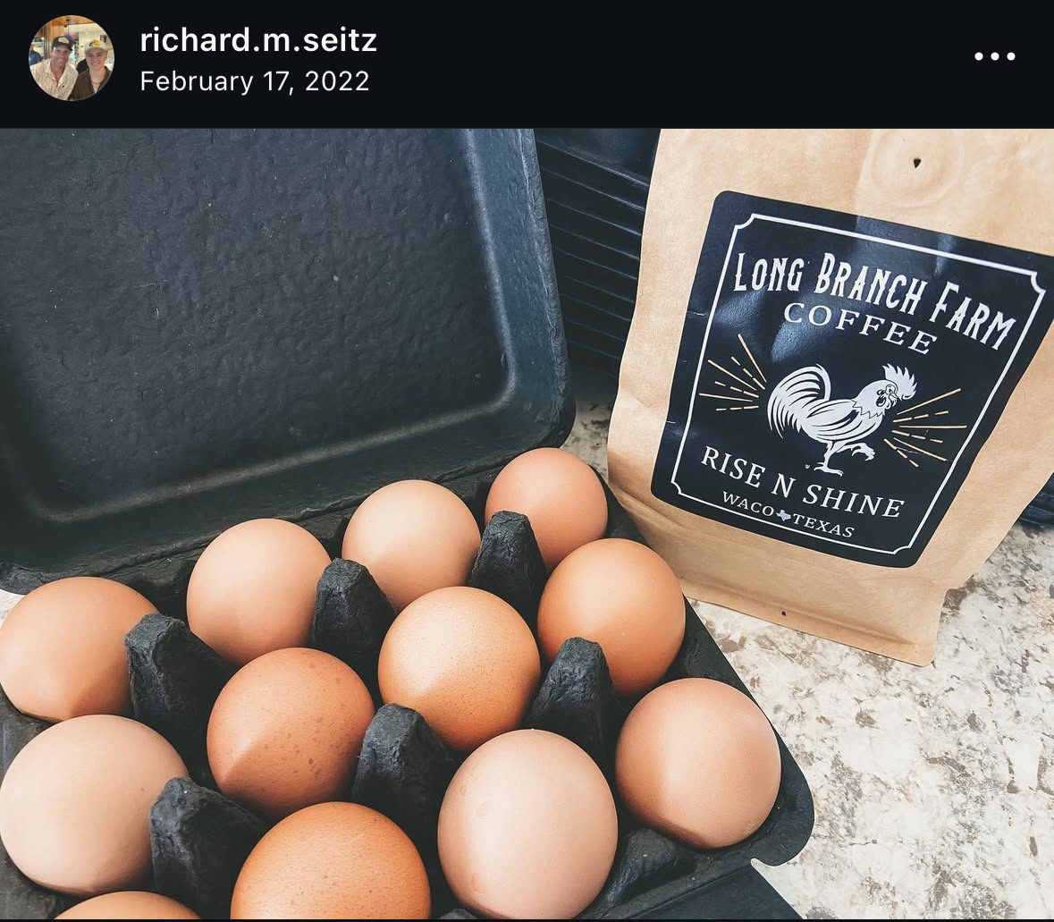 Eggs and coffee on a kitchen counter.