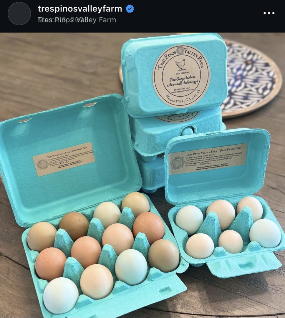 Cartons of assorted eggs on a table.
