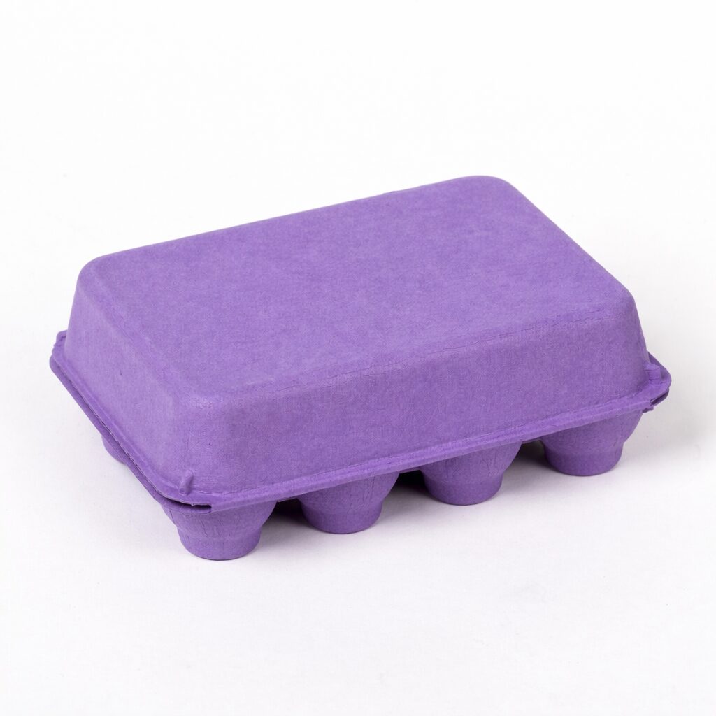 purple vintage egg cartons closed back view
