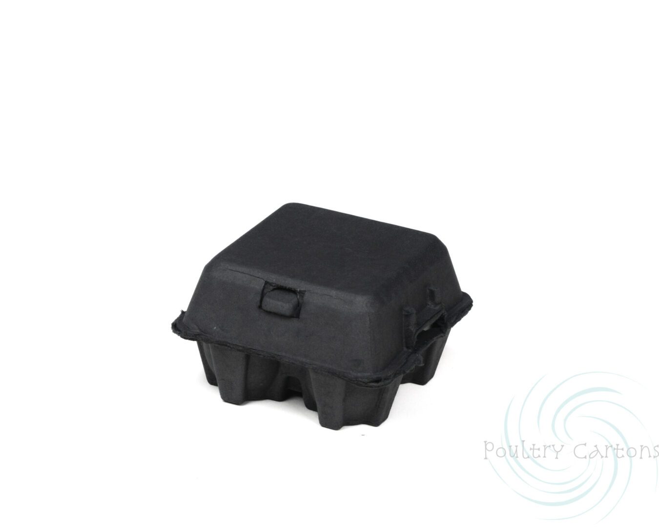 Black Paper Pulp Chicken Egg Cartons (4 eggs) on a white background.