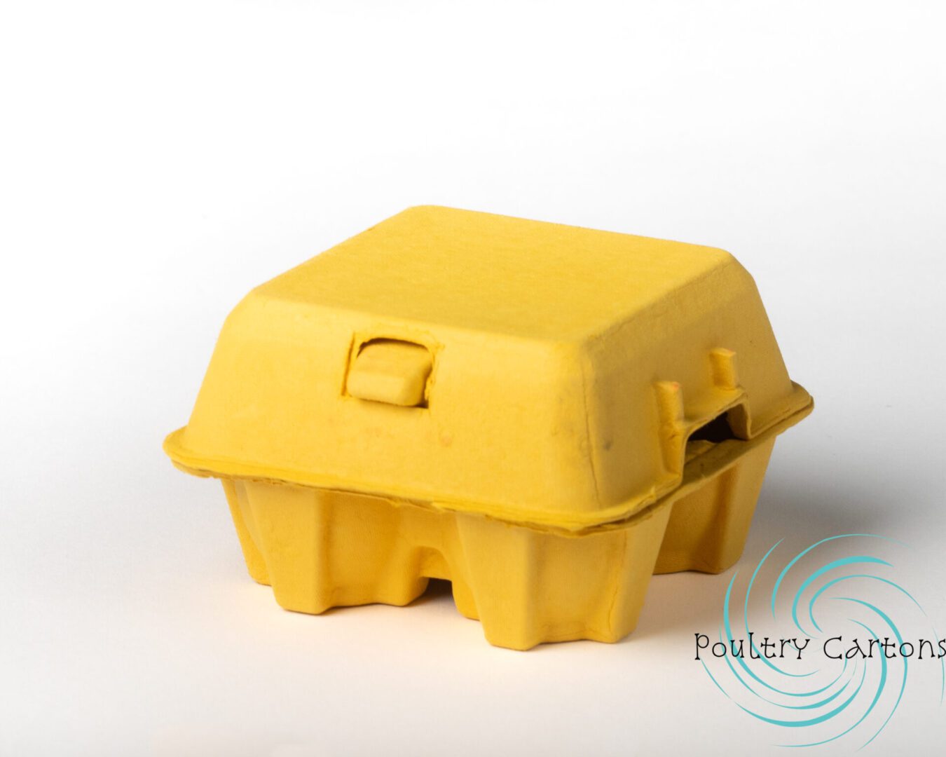 Sunny Side Up Yellow Paper Pulp Chicken Egg Cartons (4 eggs) on a white background.