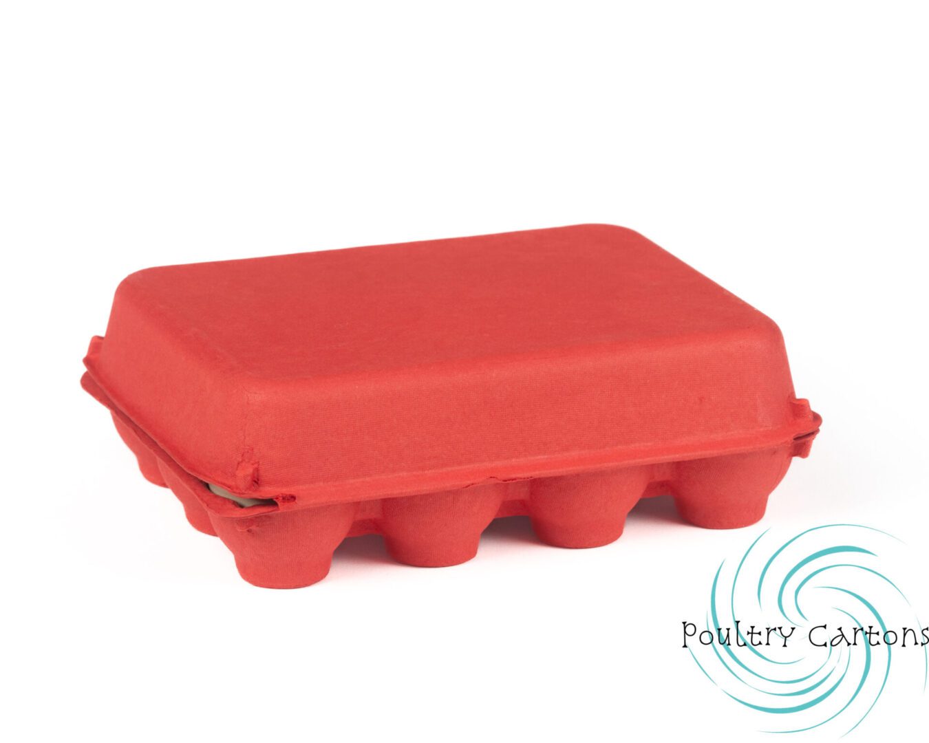 A Poppy Red closed bantam egg carton on a white background.