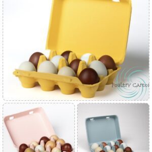 Vintage egg cartons in three colors