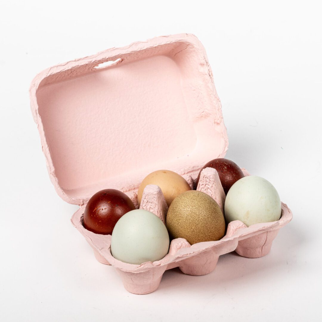 Pink Egg carton with eggs